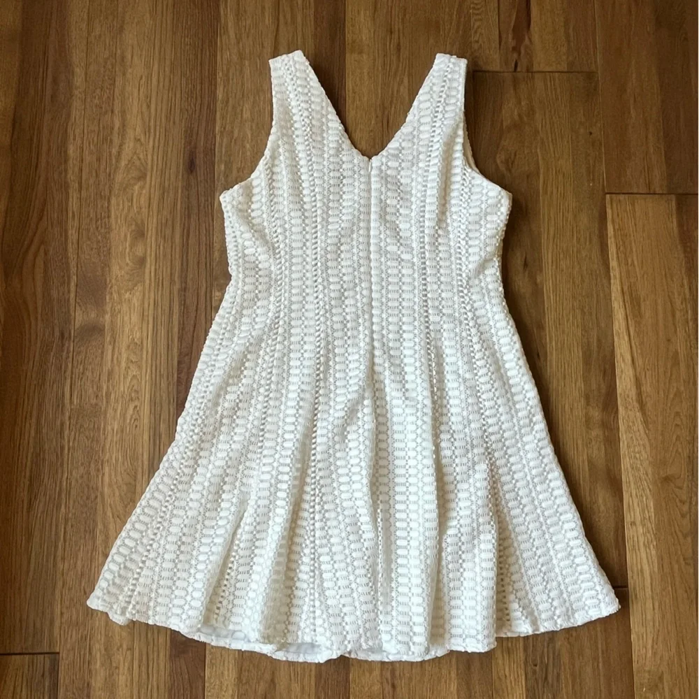 J. Crew White Eyelet‎ Fit and Flare Dress Women’s Sz 14 Cottagecore Coquette